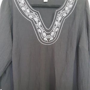 White & Stag Womens Black Embroidered Tunic size 2XL Top Size